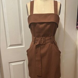 Reiss Brown Belted Mini Dress